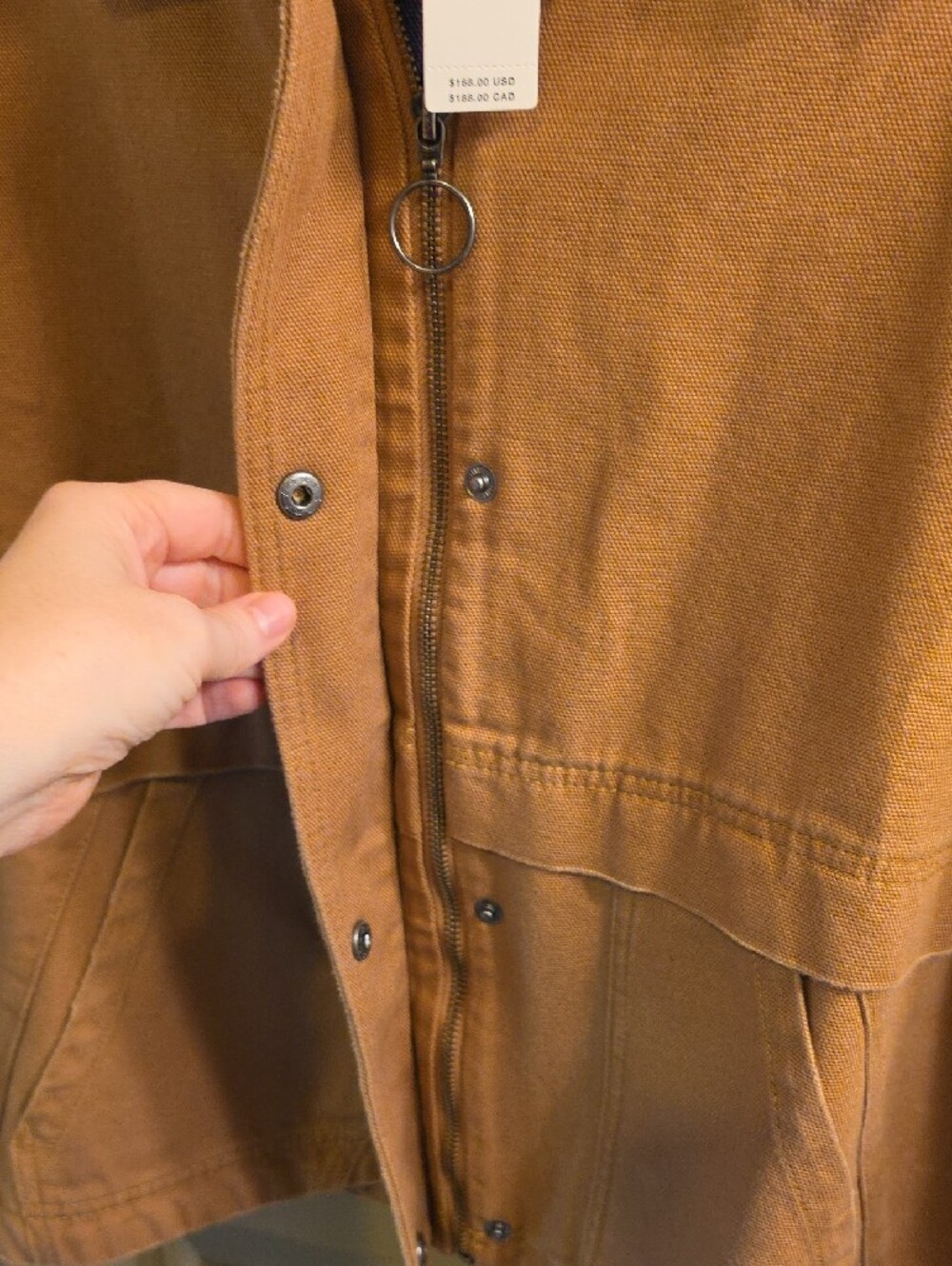Anthropologie Pilcro The Lexie Cropped Workwear Jacket Plaid Collar Tan NWT XL - Picture 7 of 10